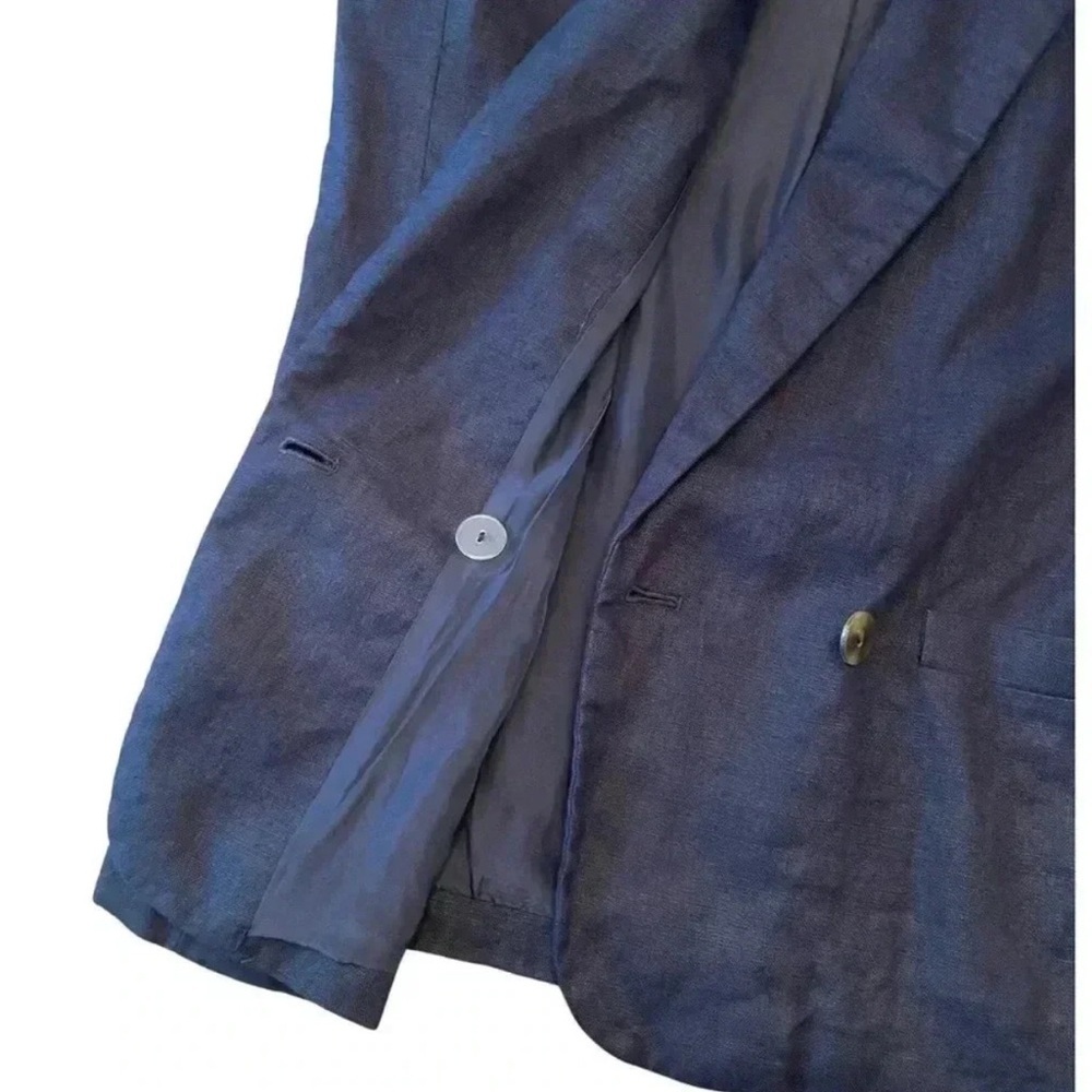 Liz Claiborne Vintage 1980s 100% Linen‎ Navy Blazer | Size 6 | Classic - Picture 5 of 8